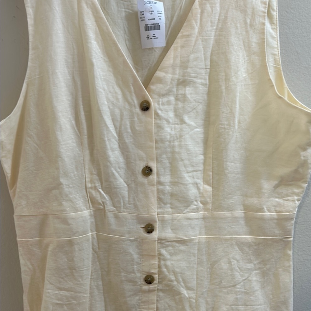 J. Crew Cream Button-Down Sleeveless Dress (NWT) - Picture 3 of 7